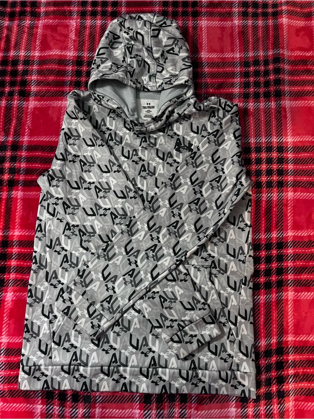 Under Armour Kids YXL Gray All-Over Logo Hoodie